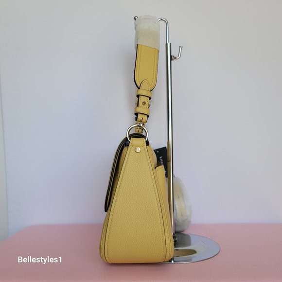 KATE SPADE Hudson Pebbled Leather Medium Flap Convertible Shoulder Bag- Mullein⭐ - Picture 11 of 16